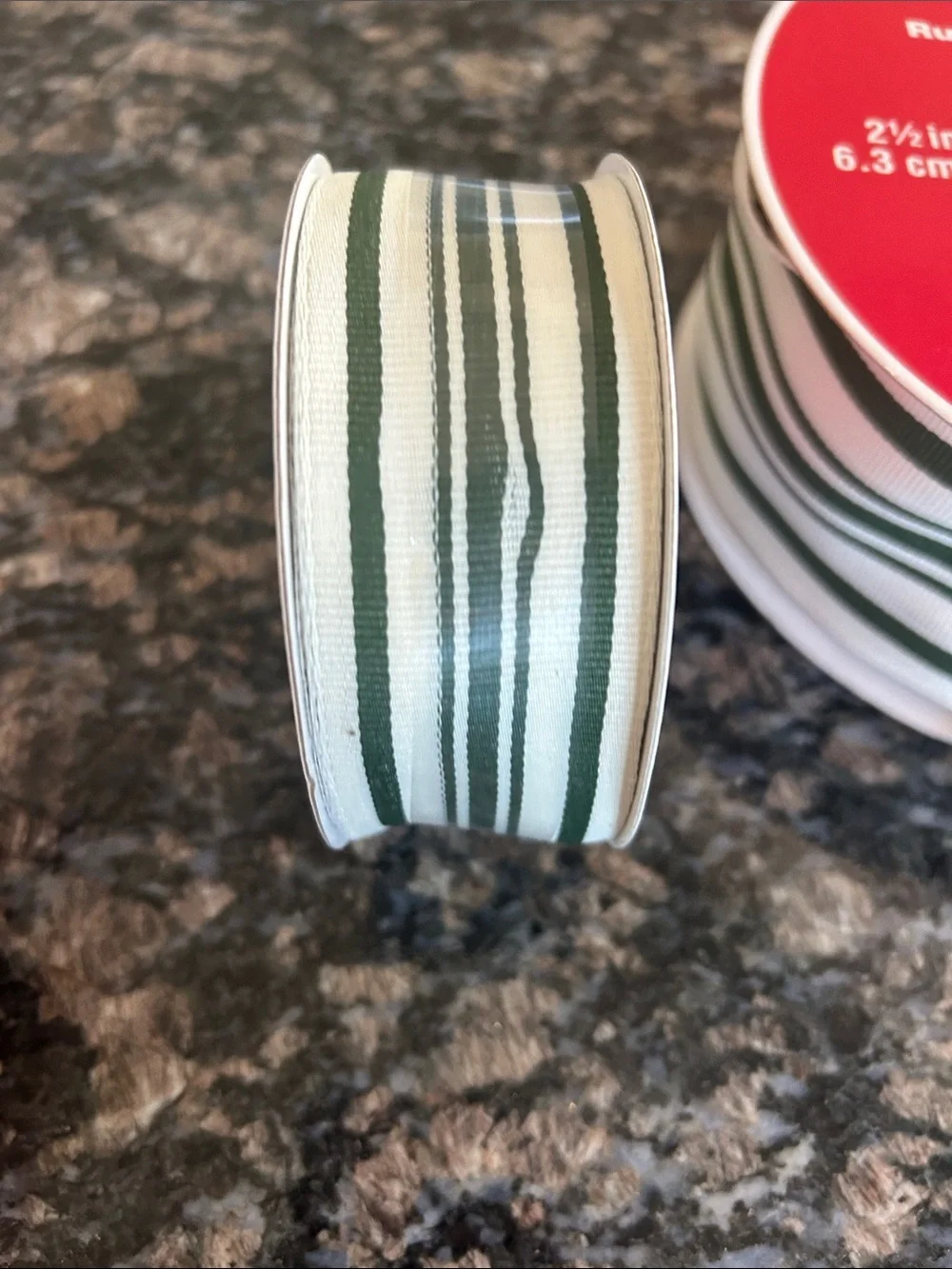 CELEBRATE IT GREEN & WHITE DOUBLE STRIPED GROSGRAIN RIBBON LOT OF 2 NWT